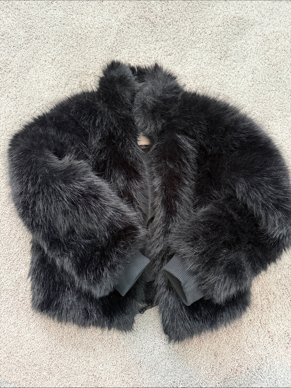 Girls Art Class Black Faux Fur-Trim Jacket